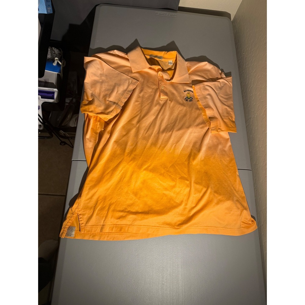 Peter Millar Ballybunion Golf Club Polo Shirt Orange Mercerized Cotton Mens L